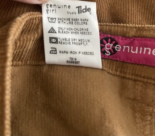 Genuine Girl Brown Boho Corduroy Skirt W/embroidered Flower Size 14 - Picture 5 of 7