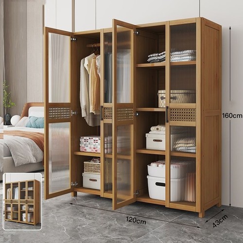 Drehtürenschrank Kleiderschrank Mehrzweckschrank mit 4 Türig Hochschrank 120cm - Bild 8 von 8