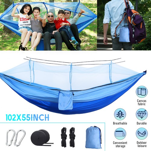 Hamaca portátil con mosquitera para 2 personas toldo lona de lluvia patio exterior - Imagen 3 de 34