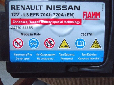 Аккумулятор renault 70ah 720a Аккумулятор renault 70ah 720a