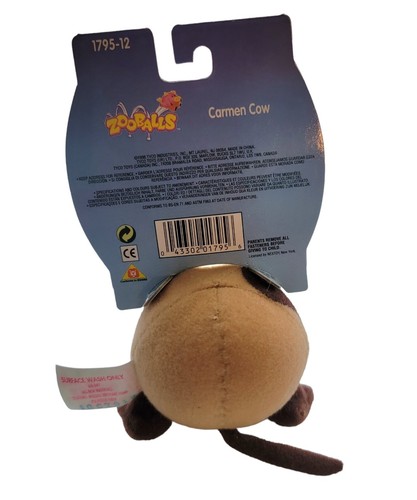 Tyco Zooballs Plush Carmen Cow Stuffed Animal Toy 1996 NOS 3 inches Vintage - Picture 3 of 7