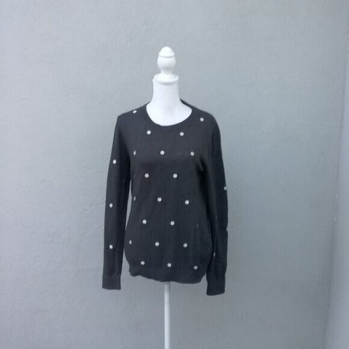 J. Crew Mercantile Sweater Women's Med Gray with white dots Crew Preppy - Picture 7 of 7