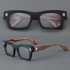 Vintage Square Eyeglass Thick Frame Lightweight Wood Grain Glasses Unisex