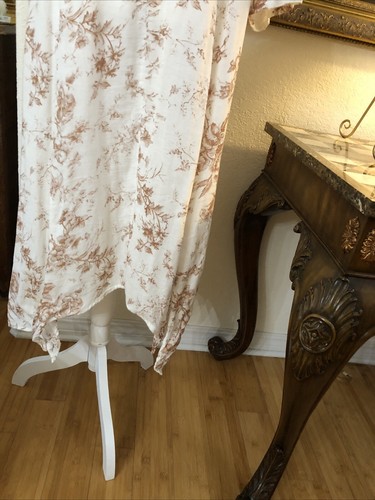 Papier Spitze Baumwolle 3/4 Ärmel Tunika Kleid M Landhaus Blumen fließend weiß & braun - Bild 8 von 20