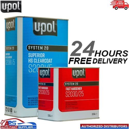 U-POL S2081 CLEAR COAT LACQUER HS 2K 7.5LTR KIT  - WITH S2030 FAST HARDENER UPOL