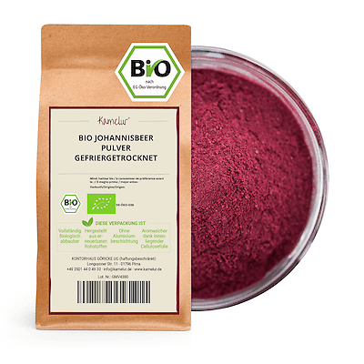 (87,60 EUR/kg) BIO Johannisbeerpulver schwarz gefriergetrocknet 250g - Bild 1 von 6
