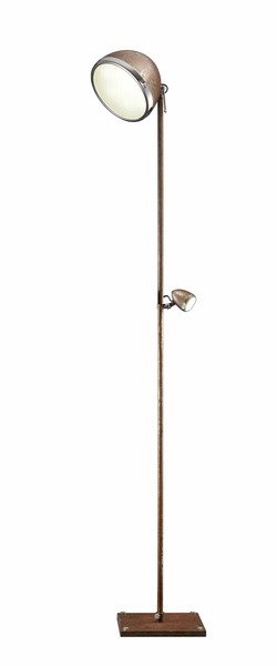 Deutsche Led Stehleuchte Rostfarbig Chrom 2 Flg. Industriedesign 190Cm Vintage-image