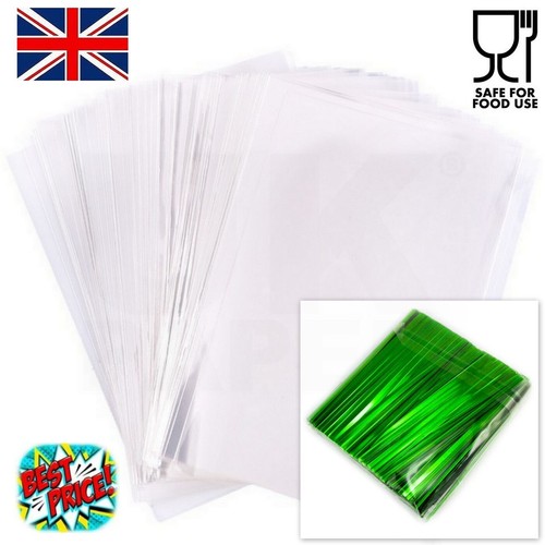 Clear Cellophane Sweet Bags Gift Display Pop Candy Kids Party Treat + Twist Ties - Picture 34 of 51