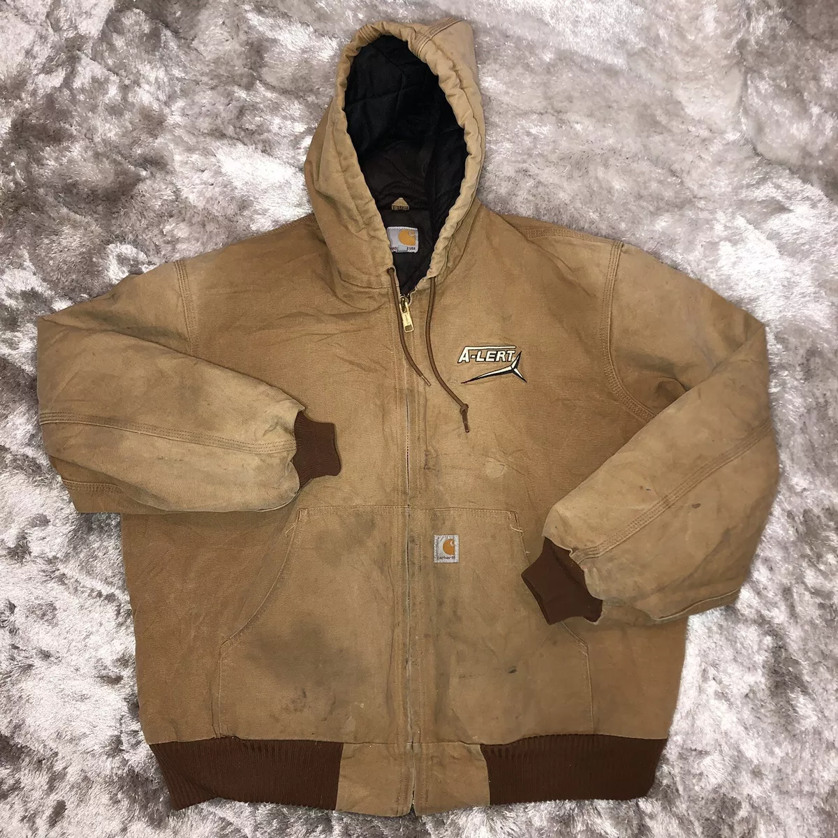 Vintage 1990’s Carhartt USA J140 Union Made Quilted Duck Brown Active Jacket XL