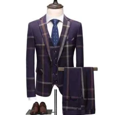 Blazers Pants Vest Set 3 Pieces Set Men's Suit Jacket Coat Trousers Waistcoat