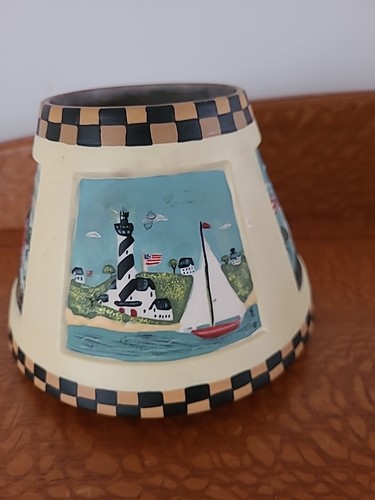 Yankee Candle Coastal Shade Topper Lighthouse Schoolhouse Boats - Picture 6 of 10