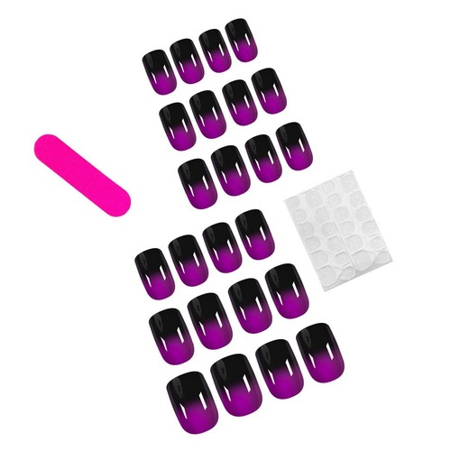 Purple Press on Nails Short Square False Nails Gradient Purple Fake style6 - Bild 3 von 7
