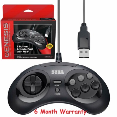 Retro-Bit Official Sega Genesis 8-Button Arcade Pad USB Controller for PC/Mac