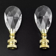 Crystal Lamp Finials 2 Pack Teardrop Shape Clear Faceted Crystal Lamp New