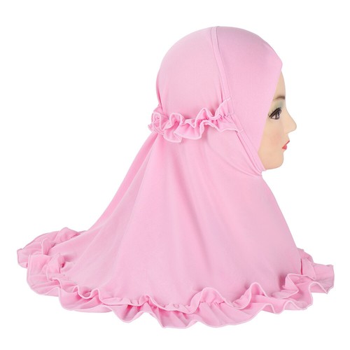 Girls Hijab Crinkles Muslim Shawl Turban Caps Fit 3-6 Years Childrens Headwraps - Picture 26 of 28