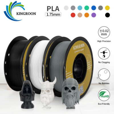 3KG 3D Printer Filament PLA 1.75mm FDM Bundles Spool Printed Black White Grey US