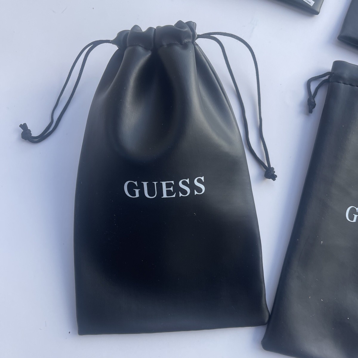 4x GUESS Black Vinyl Drawstring Eyeglass Sunglasses Soft 