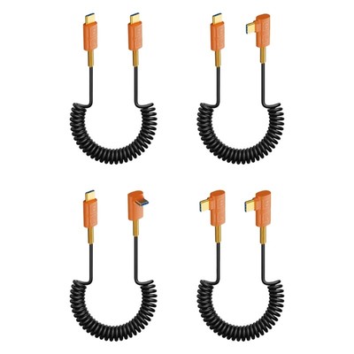 Coiled Spring Data Line 240W Type C Cable 40Gbps Transfer for Digital Devices