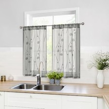 Sheer Kitchen Curtains 30 X 36 Inch Length 2 30"W x 36"L Pack of 2 Grey