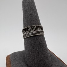 925 Sterling Silver Band Ring Oxidized Wave Braided Rope Design US 8