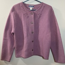 VTG Pendleton Classic M Pink 100 Virgin Wool Button Up Coat Cottagecore Cozy