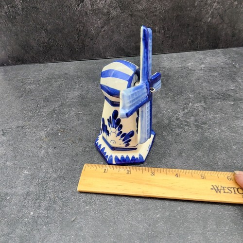 Molino de viento Delft Holland azul blanco vintage pintado a mano 5,25" - Imagen 11 de 11