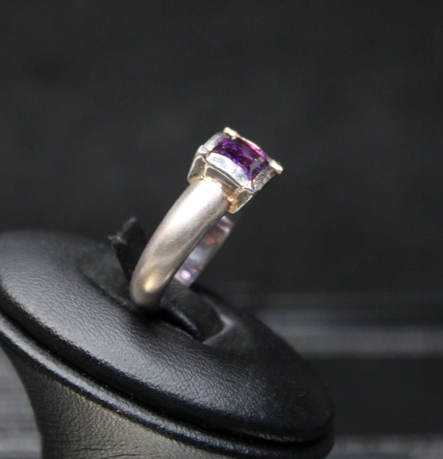 925 Silver Ring with Rectangle Amethyst Stone Siz… - image 6