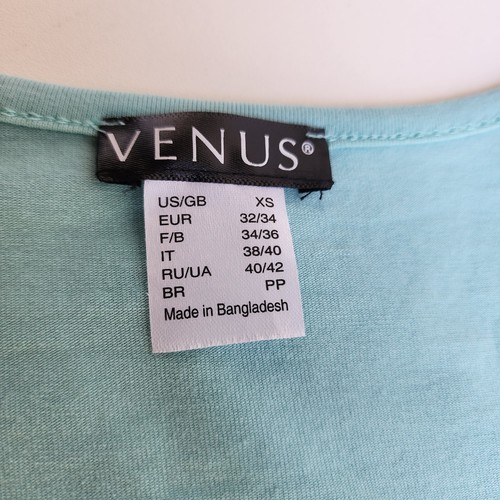 Venus Women's Dress Short Sleeve Side Ruche Aqua Blue Bodycon Scoop Neck XS - Picture 2 of 12