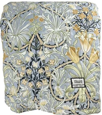William Morris at Home Quilt Woodland Weeds Queen 90" Grey Blue Floral