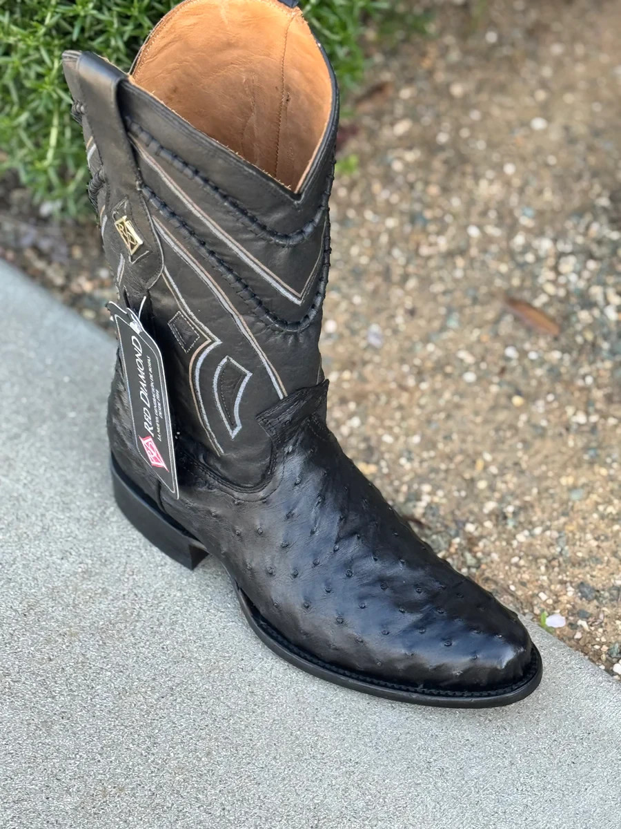 Durango Men\'s Black Full Quill Ostrich Saddle Almond Toe Exotic Cowboy 10 B Durango® Men main image 2
