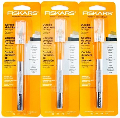 Fiskars Lot of 3 Durable Detail Knife with Softgrip Grip #11 Standard Blade