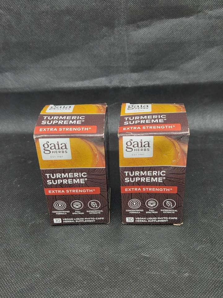 Lote De 2 Hierbas Gaia Cúrcuma Suprema Extra Fuerza 60 Total Vegano Fito Cápsulas Foto 3 de 4