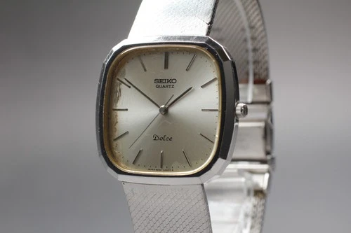 80's Vintage [EXC+4] Seiko Dolce 6030-5200 Silver Quartz Square Mens Watch JAPAN