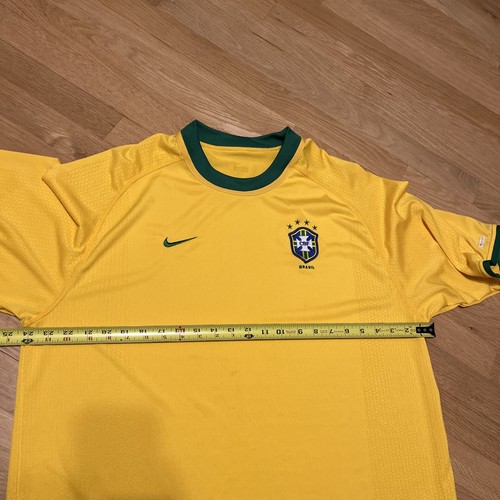 NIKE DRY FIT BRAZIL NATIONAL 2000 SOCCER SHIRT JERSEY HOME SIZE XL YELLOW - Picture 15 of 16