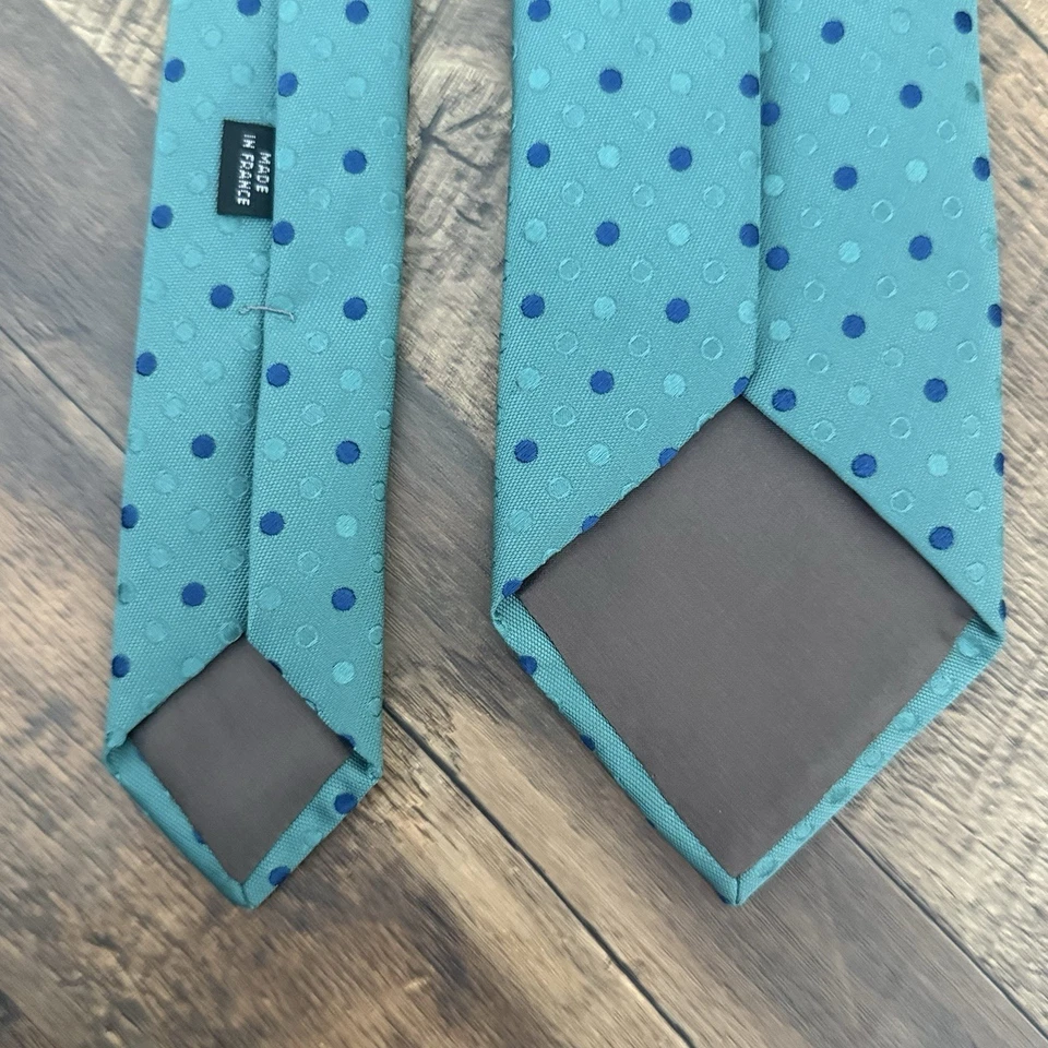 Corbata Charvet Place Vendome para hombre geométrica verde/azul seda 3,5" (ancho) x 58" (l) Foto 4 de 4