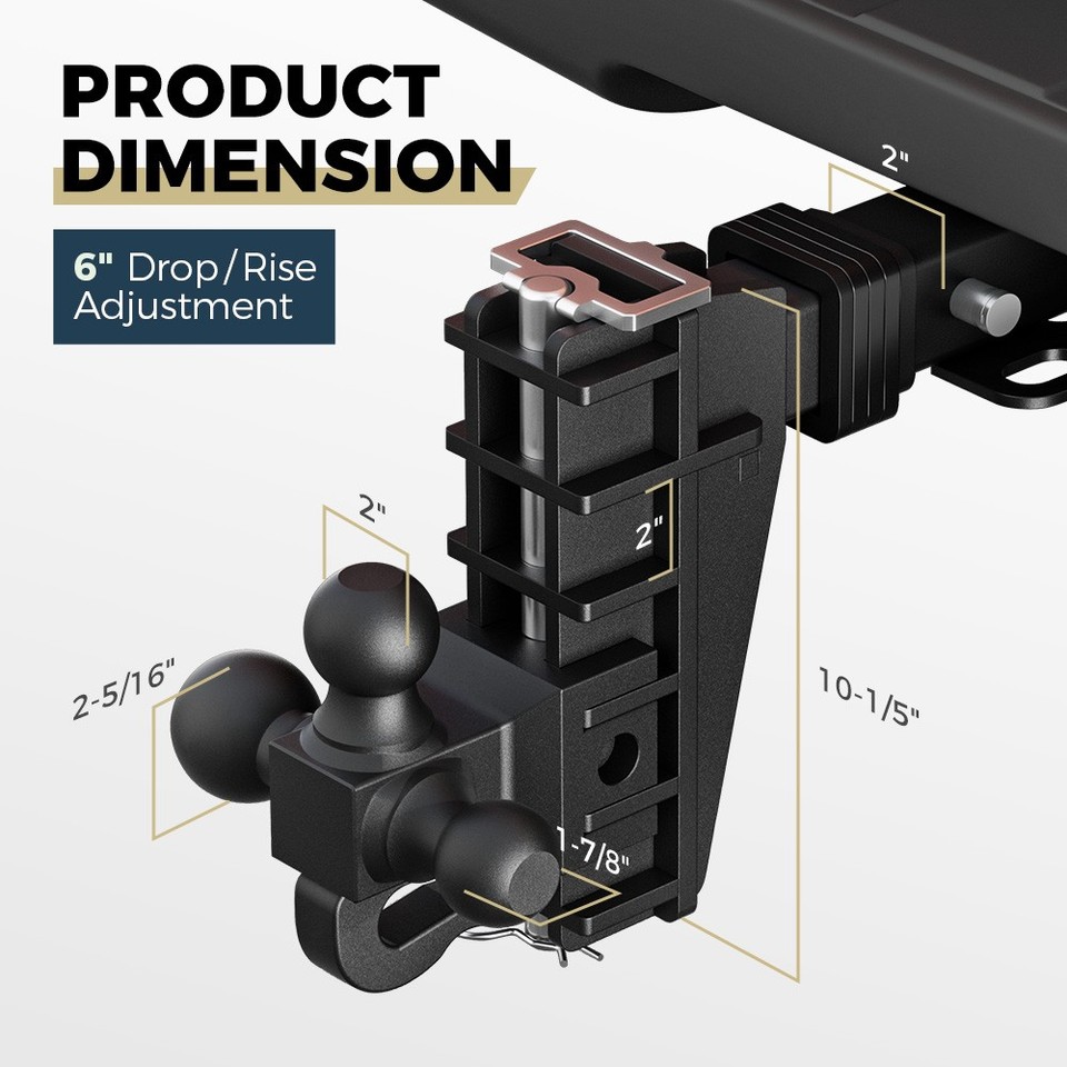 Trailer Hitch Fits 2 Inch Receiver 6 Inch Adjustable Drop Hitch ...