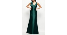 Alfred Sung Bow Detail Sleeveless Satin Twill Trumpet Gown D863 Sz 6 NWT $269
