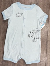 Baby Boy Clothes New Carter's 12 Month Blue Rhino Romper Outfit
