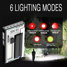 Keychain Mini Flashlight Pocket Torch Rechargeable EDC LED COB Night Light Lamp