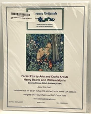 2007 Orenco Originals Counted Cross Stitch Pattern Forest Fox Dearle & Morris