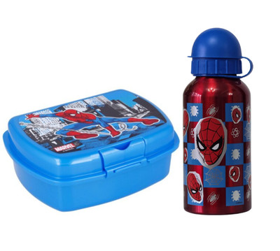 Marvel Spiderman Kinder Lunch Set Brotdose Trinkflasche Aluminium 400ml BPA Frei