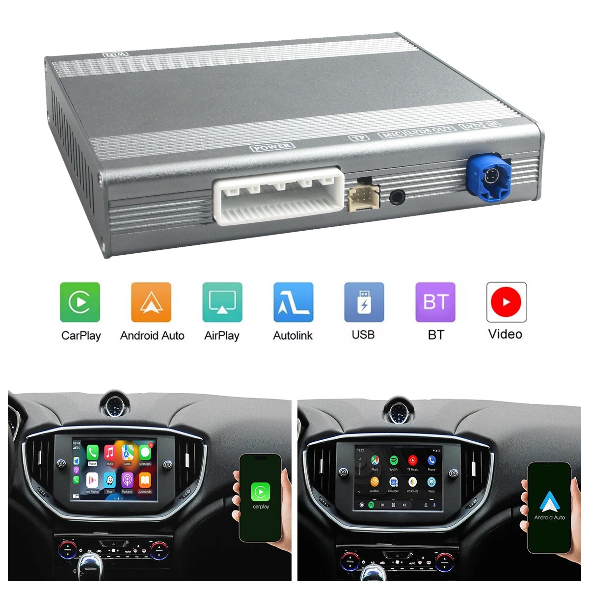 Car Android Auto Wireless Carplay Decoder For Maserati Ghibli Quattroporte MTC
