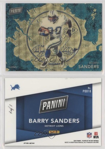 2023 Player of the Day Marketing Insert Gold Vinyl 1/1 Barry Sanders HOF 0fo5 - Picture 3 of 3