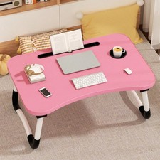 Pink Portable Laptop Bed Desk Foldable Tray Table w/ Cup Holder