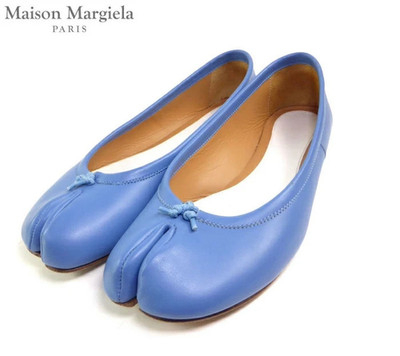 Maison Margiela Tabi Ballerina Flats Light Blue Nappa Leather Shoes 37 S58WZ0042