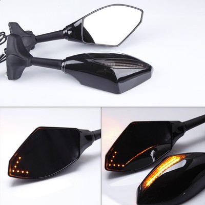 LED Turn Signal Mirrors For Kawasaki Ninja ZX6R 636 & Other Models