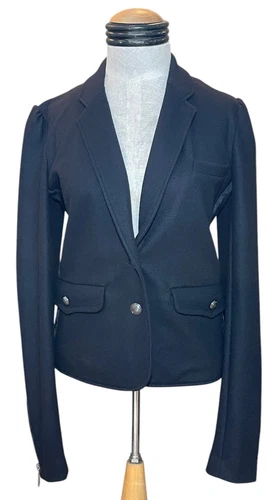 Giacca sportiva donna BURBERRY BRIT lana nera blazer zip cappotto biker taglia media