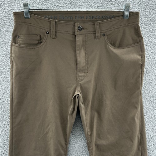 Prana Pants Mens 34 Brown Stretch Hiking 5 Pocket Slim Fit Brion Pant 34x32 - Picture 2 of 15