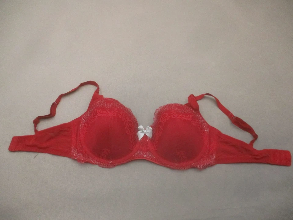 34D DKNY женщин красный с подкладкой на косточках кружева назад застежки Demi бюстгальтер 9E - Изображение 3 из 4