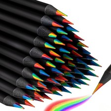 200 Pcs Rainbow Pencils for Kids, 7 in 1 Black Wooden Rainbow Multicolor Penc...